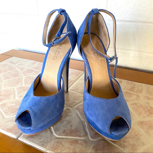 Blue suede peep-toe pumps by ALDO. Size 37 US 7 - Picture 5 of 5